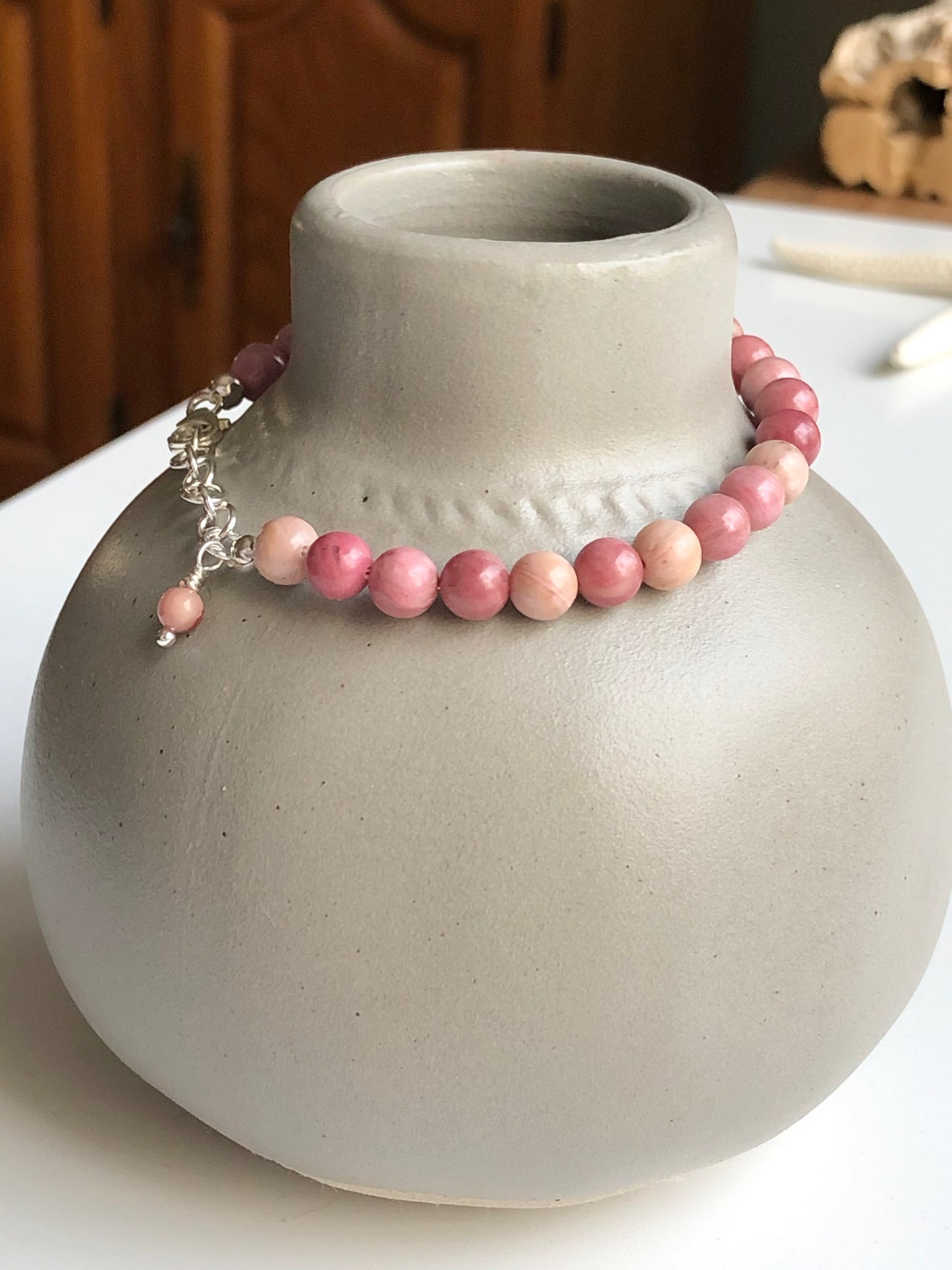 Rhodonite beaded bracelet