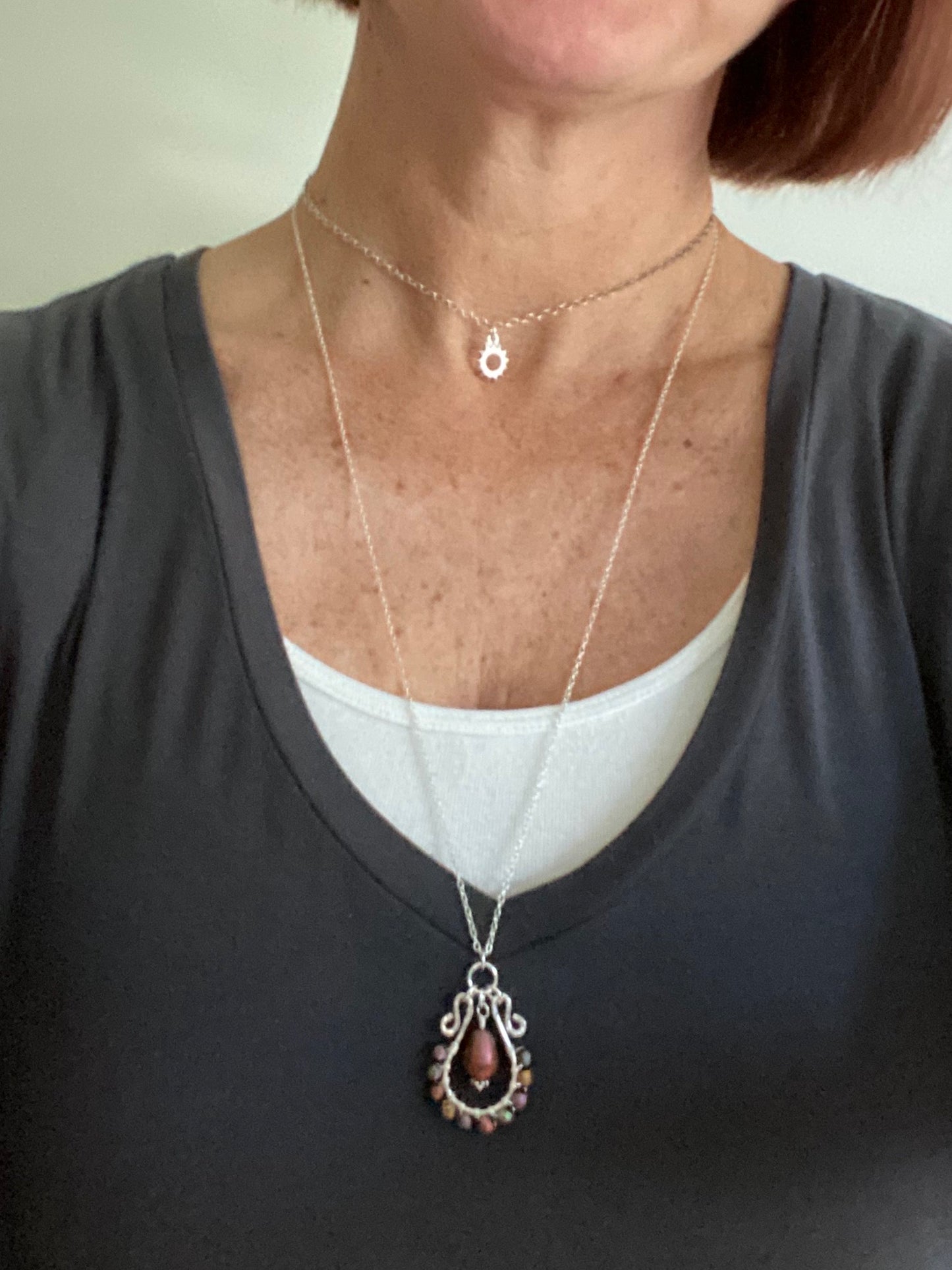 Harvest Skies Necklace | sterling silver and jewel toned beaded necklace