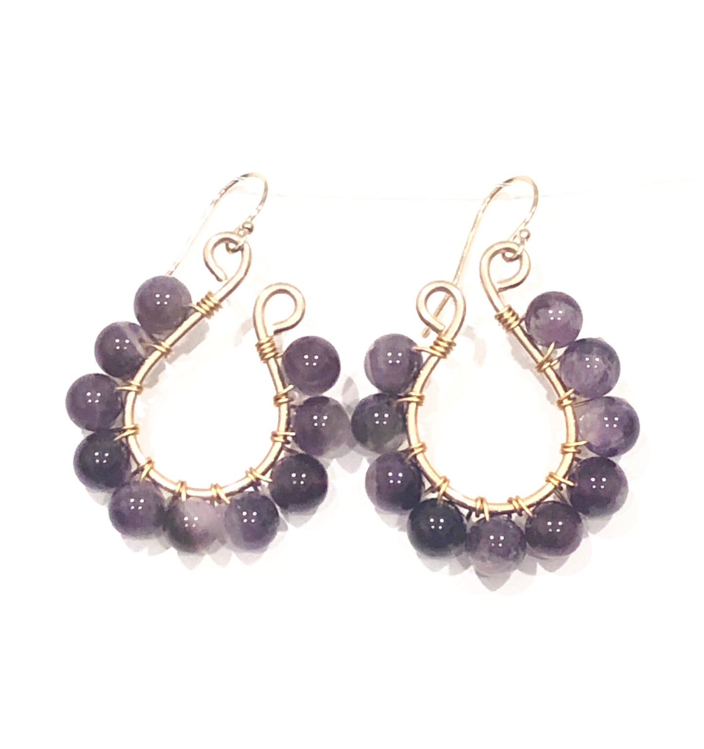 Amethyst and Gold Filled Wire Wrapped Earrings