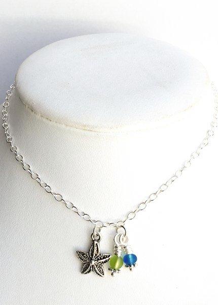 Sterling Silver and Glass Charm Anklet