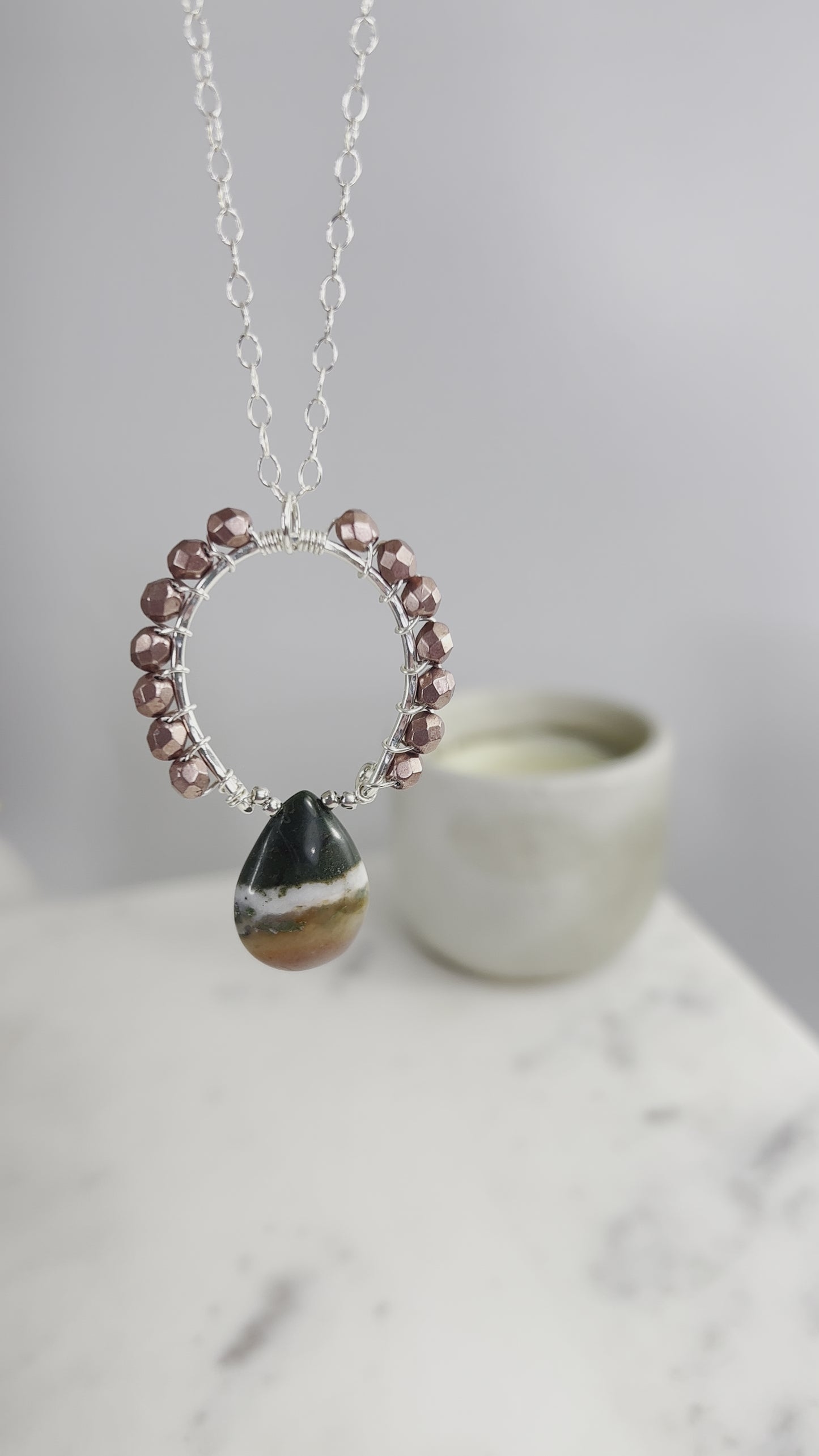 Load and play video in Gallery viewer, You Got This Necklace | Sterling and Agate | Effortlessly Stylish Modern Minimalist Boho
