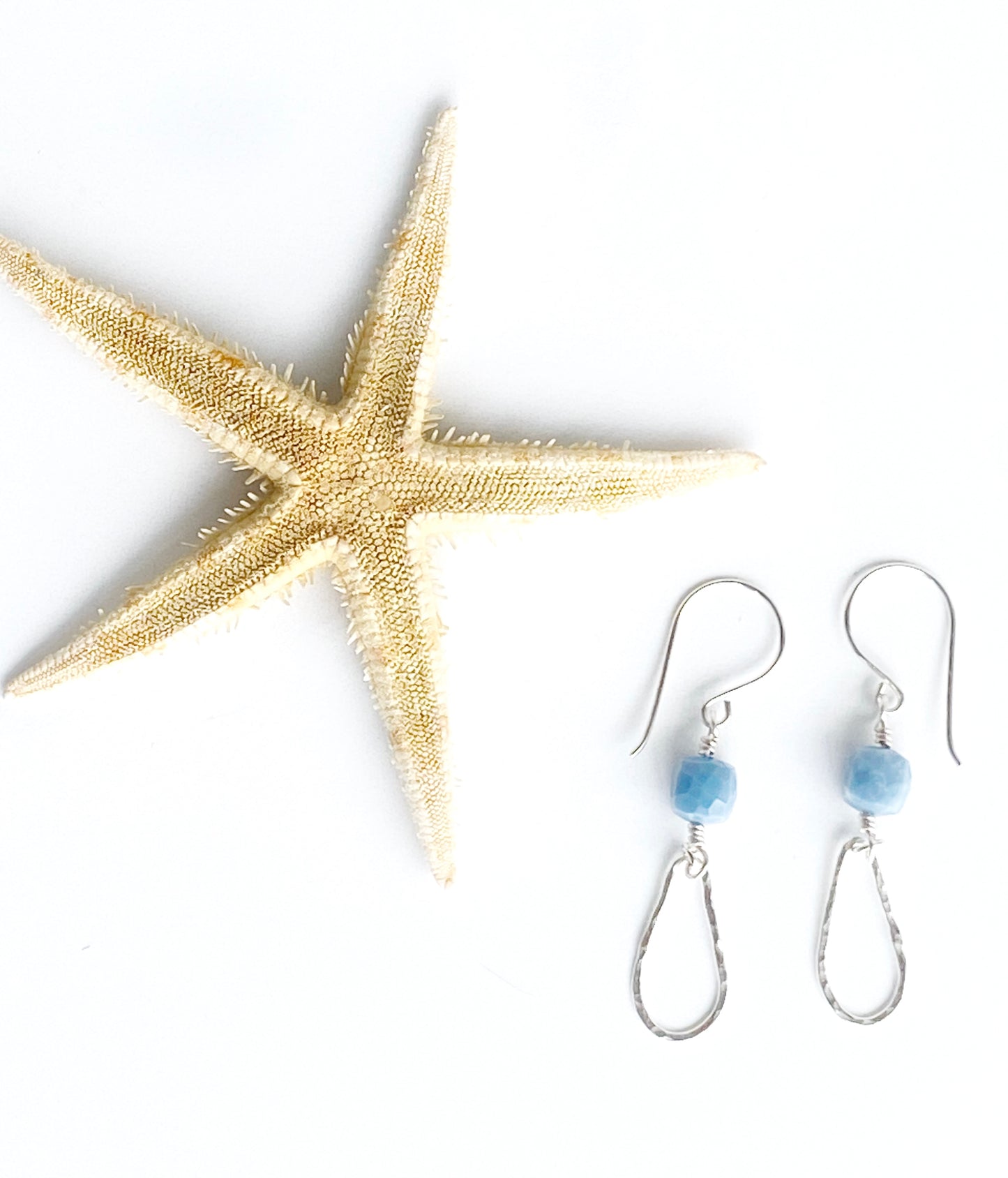 Blue Drops Earrings with starfish