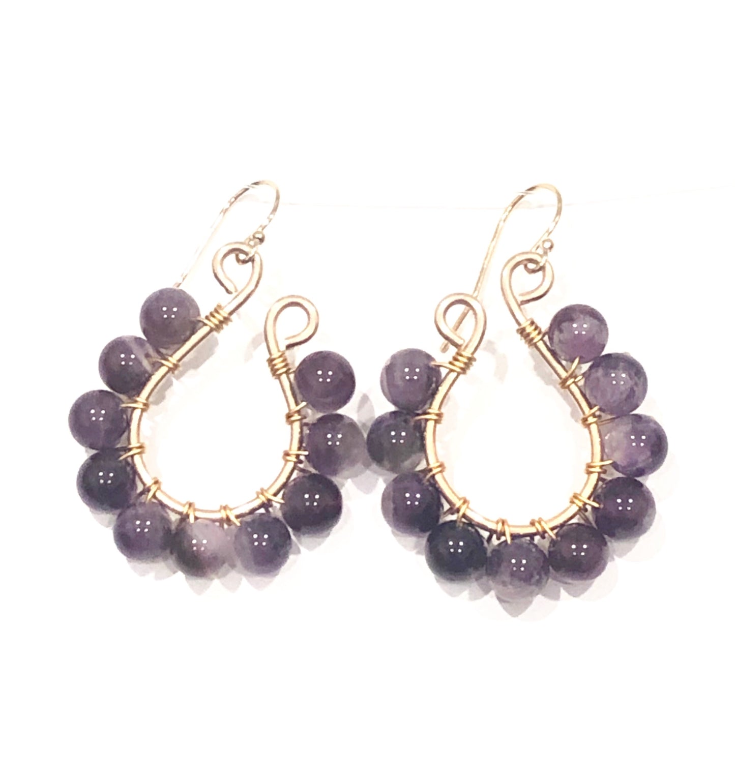  Amethyst and Gold Filled Wire Wrapped Earrings