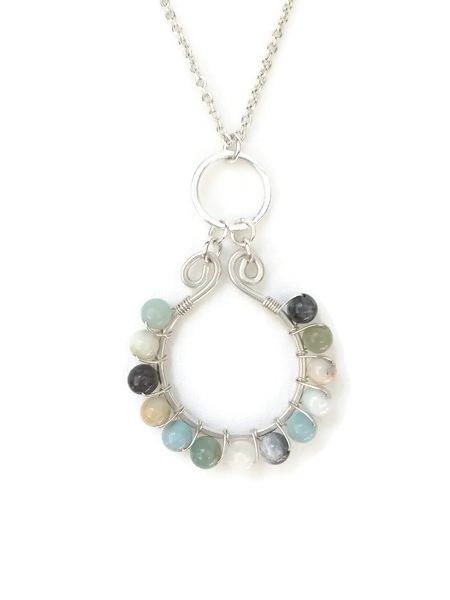 Sterling Silver and Amazonite  wire wrapped necklace